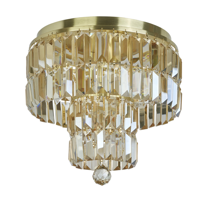 Oppice Glass Flush Mount, Satin Brass