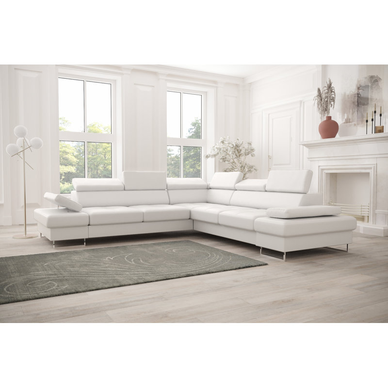 Anease 5 Seater Genuine Leather Reclining Corner Sectional