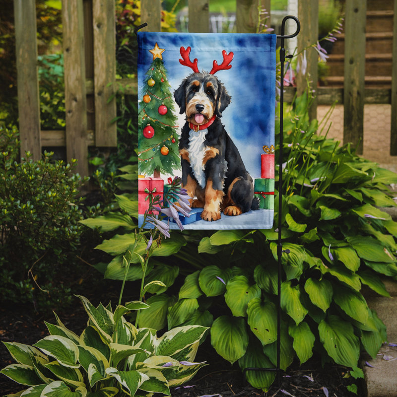 Drapeau de Noël renne de jardin, Bernedoodle