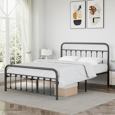 Kempst Queen Size Bed Frame with Headboard and Footboard, Classic Metal Platform Bed Frame, Mattress Foundation with Heavy Duty Metal Slats Support, No Box Spring Needed, Noise-Free