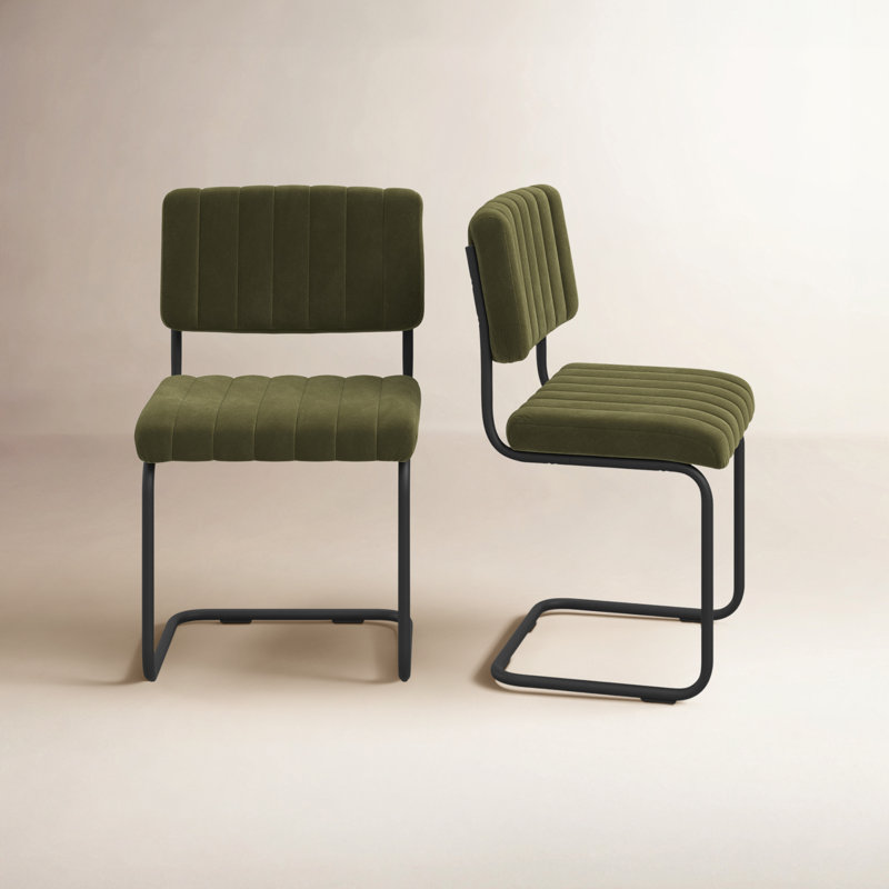 Estes 19.5'' H Velvet Upholstered Side Chair, Olive Velvet