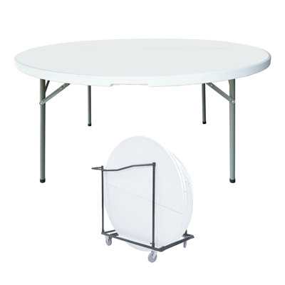 Outdoor Party Event Stackable Non-fold Tabletop Hdpe Plastic Round Folding Table For Banquet