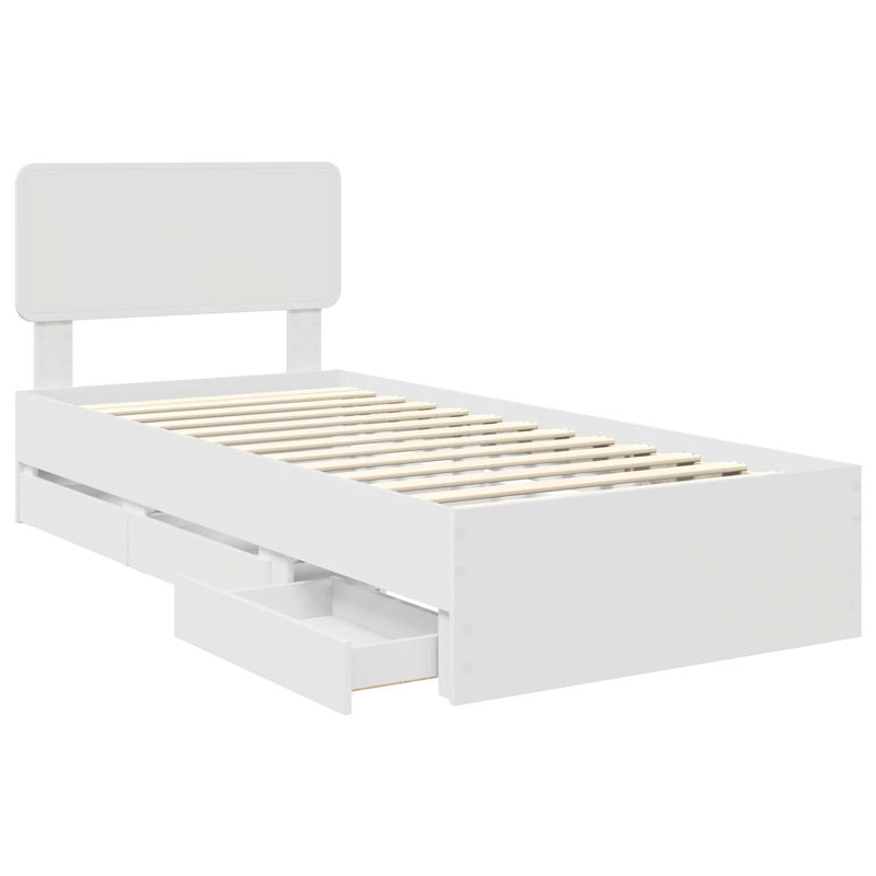 Bed, White, European Single (90 x 200 cm)