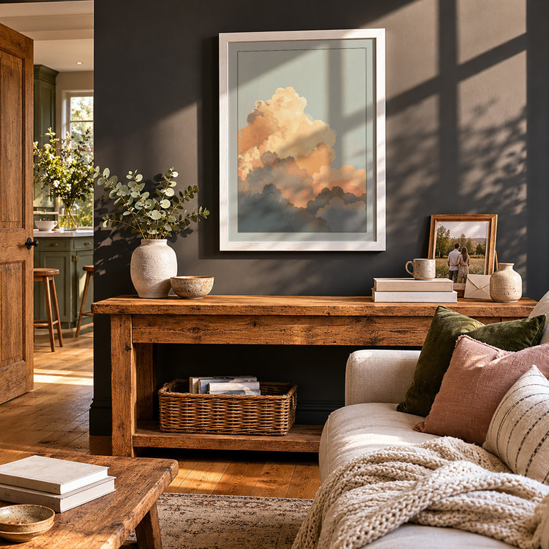 Golden Cloud Rising Modern - Framed Print, A1 - 84.1 x 59.4 cm, White