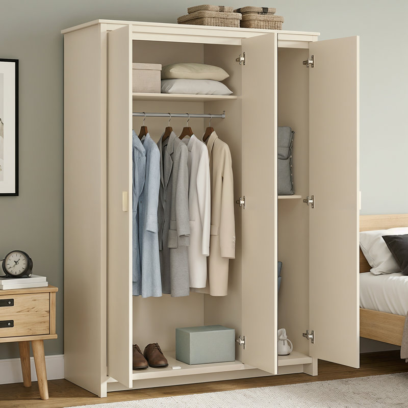 Bonnie 3 Door Wardrobe with Mirror, Natural