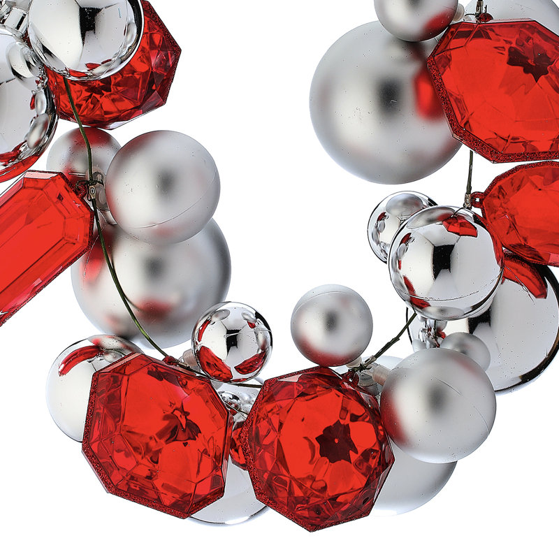40" Red and Clear Christmas Ball Ornament Garland
