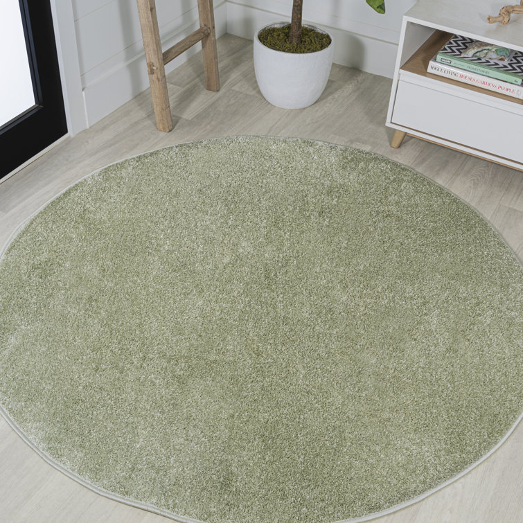 Aricel Solid Low-Pile Green Rug