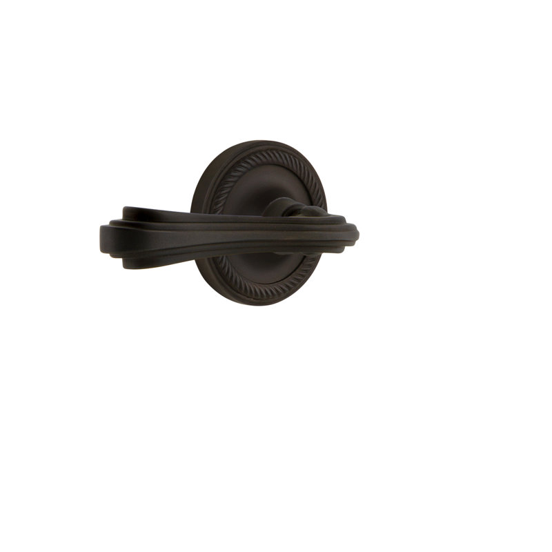 Rosette en corde (lit et bain) avec levier fleur, 2-3/4", Bronze frotté à l'huile, Gauche