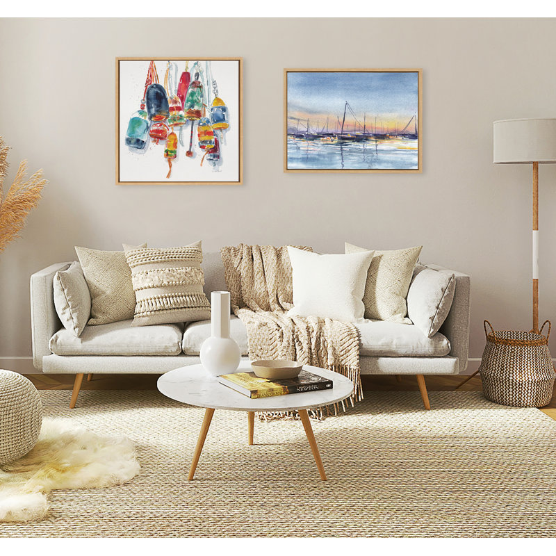 «Vintage Buoys» par Patricia Shaw, reproduction d'art sur toile encadrée