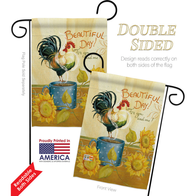 Drapeau de jardin en polyester 18 x 13 po Beautiful Day Rooster