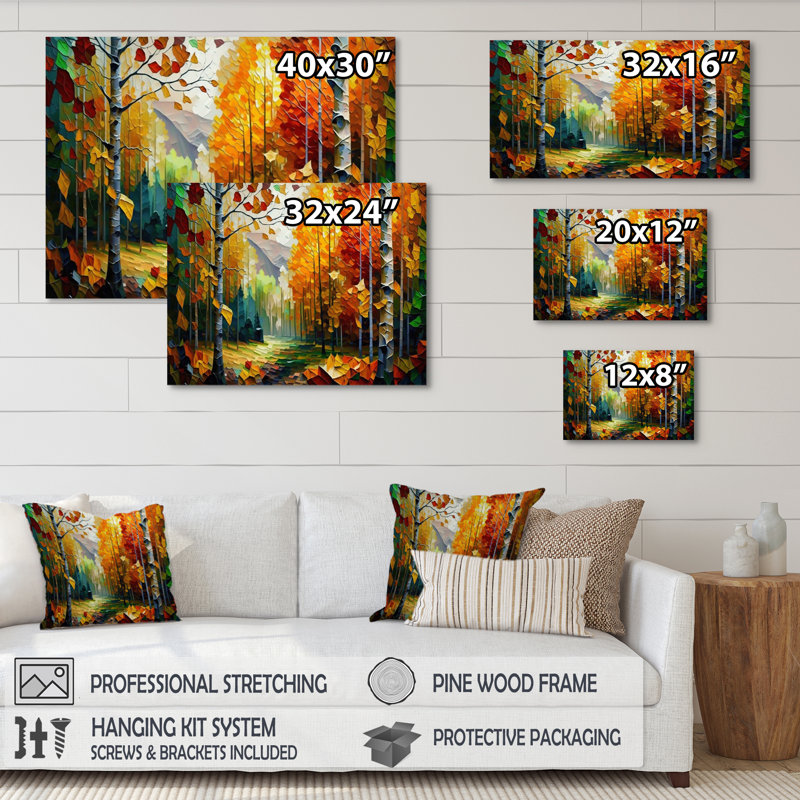 Chemin dans la forêt III - forêt, art mural, H 12 po x l 20 po x P 1 po, Toile tendue