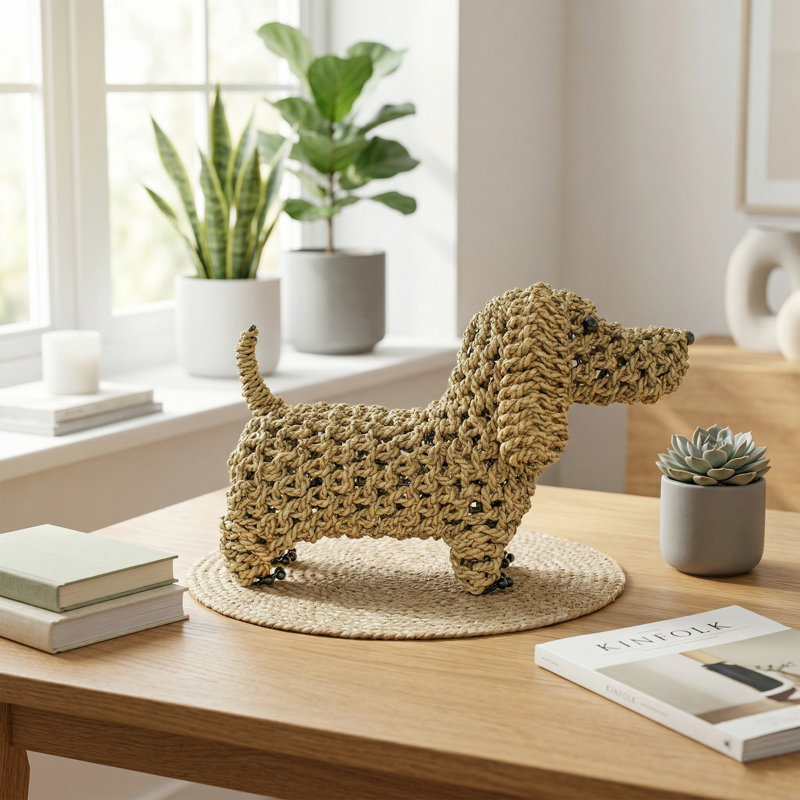 17 "figurine de sculpture de chien tissé à la main à la main