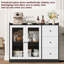 Buffet avec rangement, armoire à café de 43 po avec portes en verre et 3 tiroirs, armoire de rangement avec tablettes réglables-109539659