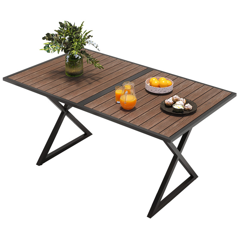 Canudo Rectangular Powder Coated Steel Dining Table, Brown