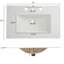 Meuble-lavabo 30 po avec lavabo en céramique, 45 degrés, esthétique minimaliste rétro, rangement naturel