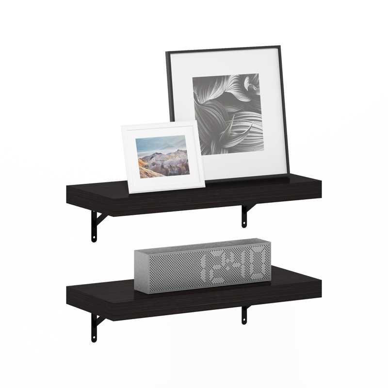 Beyhan 2 Piece Bracket Shelf, 4.19cm H x 57cm W x 23.8cm D, Tobacco Oak