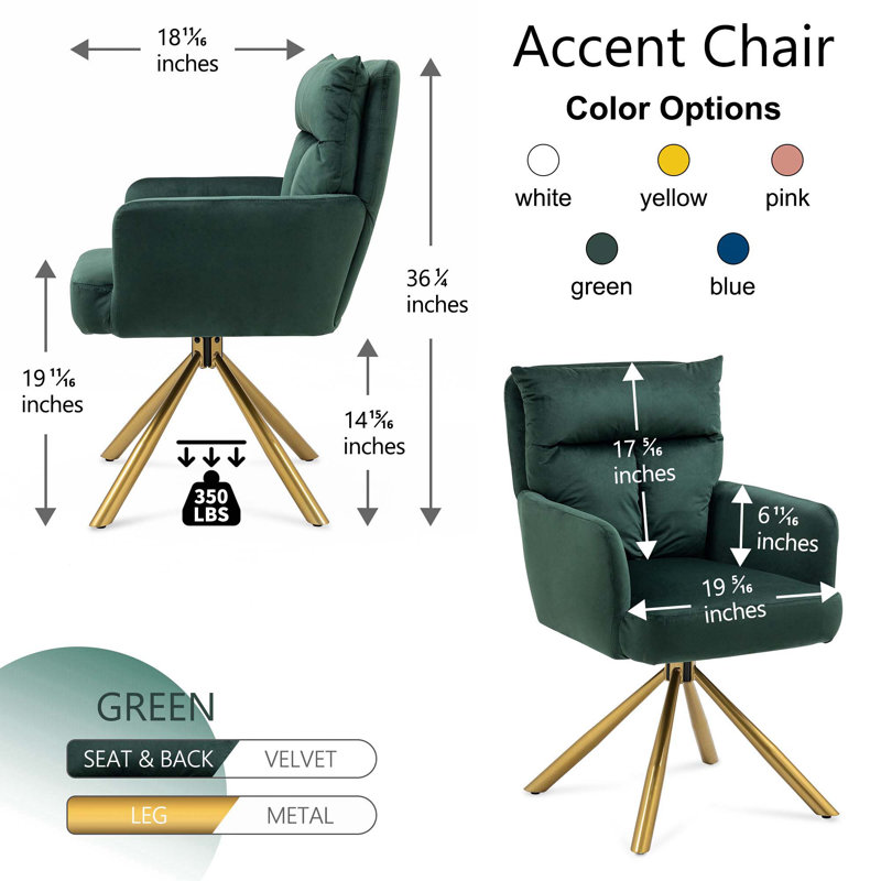 Fauteuil d'appoint pivotant Kriene, Vert