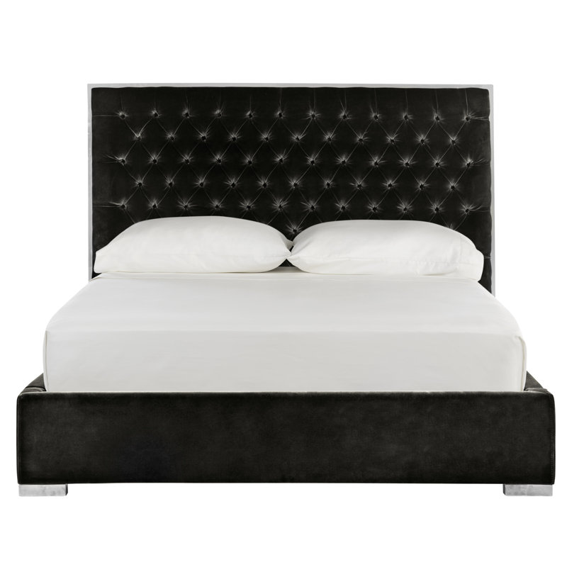 Filton Upholstered Metal Standard Bed, Queen, Black