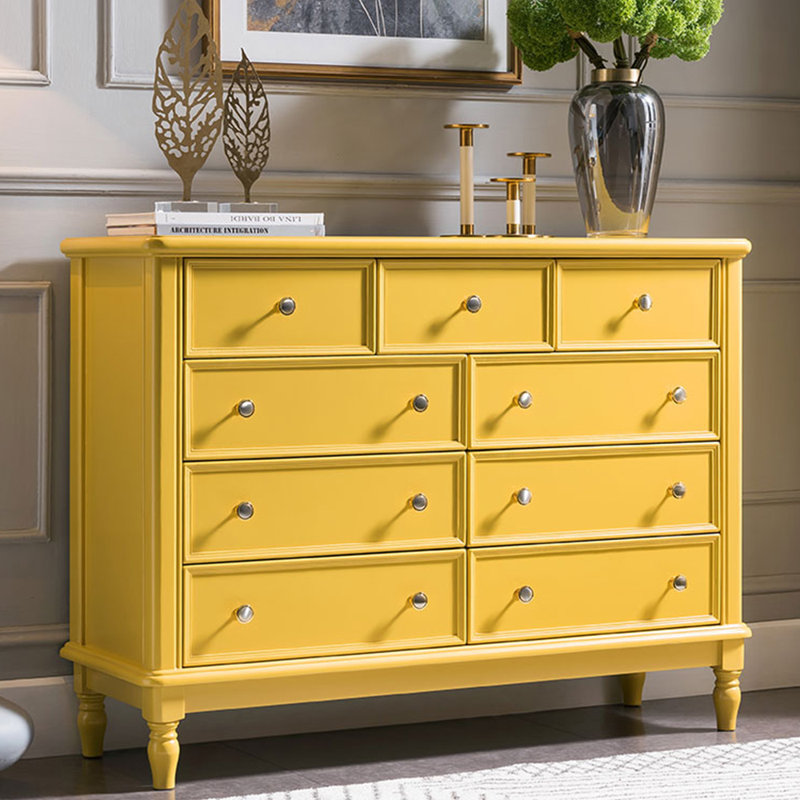 Solid wood light luxury simple six bucket locker, Yellow