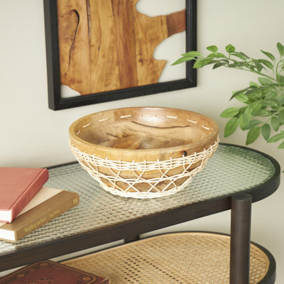 Encina Handmade Solid Wood Metal Decorative Bowl - Set of 1