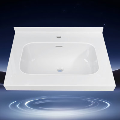 24 po X P 22 po D Comptoir de salle de bain rectangulaire à surface solide avec comptoir et dosseret