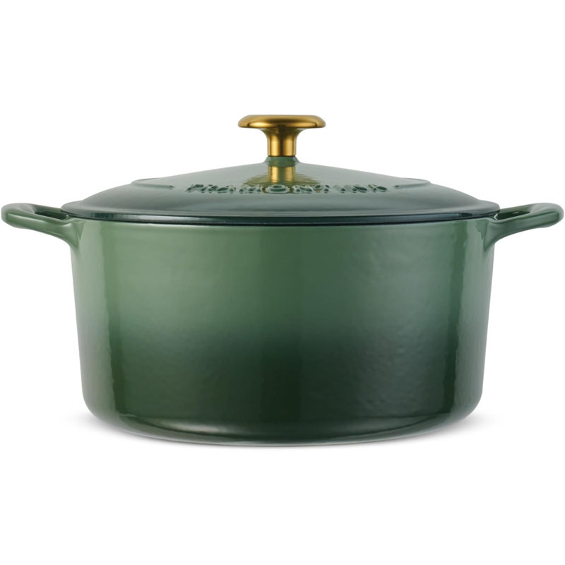 Cocotte en fonte émaillée avec couvercle, Vert, 5,5 pintes