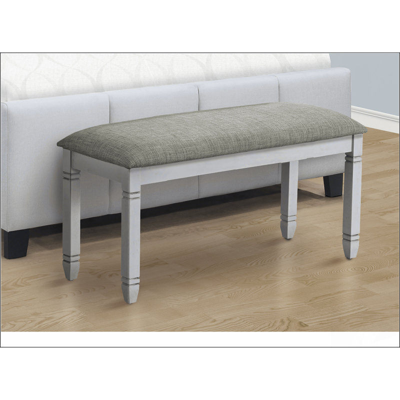 Bench, 41" Rectangular, Kitchen, Dining Room, Entryway, Bedroom, Upholstered, Wood, Solid Wood, Linen-look Fabric, Transitional