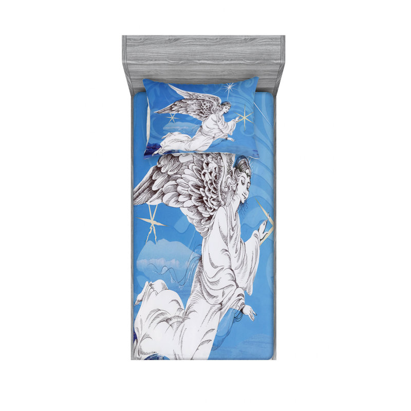 Ensemble de draps Angel Wings, Ensemble de draps pour lit simple avec drap-housse