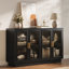 Buffet avec rangement, meuble de cuisine en bois de 140 cm (55,1 po) avec 4 portes, grande table de buffet, dosseret/bar à café pour salle à manger ou salon-574226665