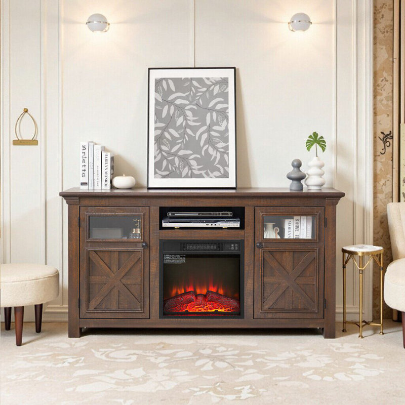 Meuble télé 2 portes avec foyer Elegant
