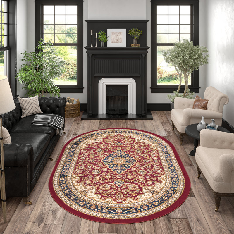 Tapis oriental rouge Clarence, Ovale 5 pi 3 po x 7 pi 3 po