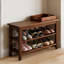 Banc de rangement pour chaussures en bois massif avec étagère de rangement, organisateur de couloir polyvalent pour le salon, la chambre à coucher et la salle de bain