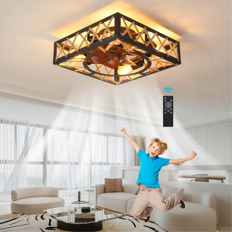 Aidan Caged Ceiling Fan with Lights & 6-Speed DC Motor