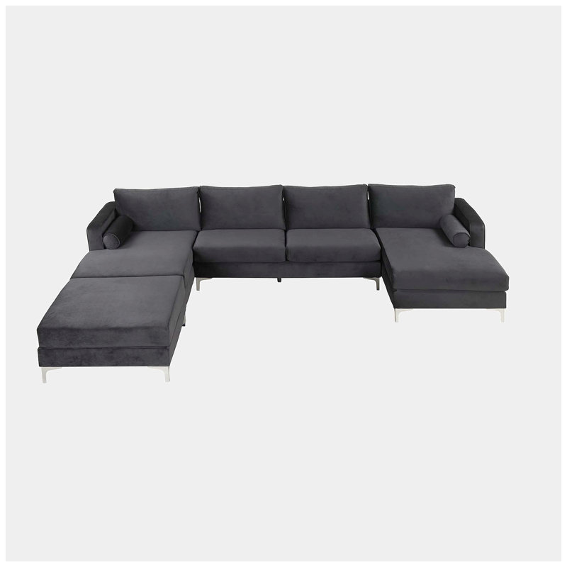 Canapé modulaire Syrine, Velours noir