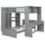 Lit mezzanine double avec lit simple autoportant, tablettes, bureau et garde-robe gris-130610186-130610184