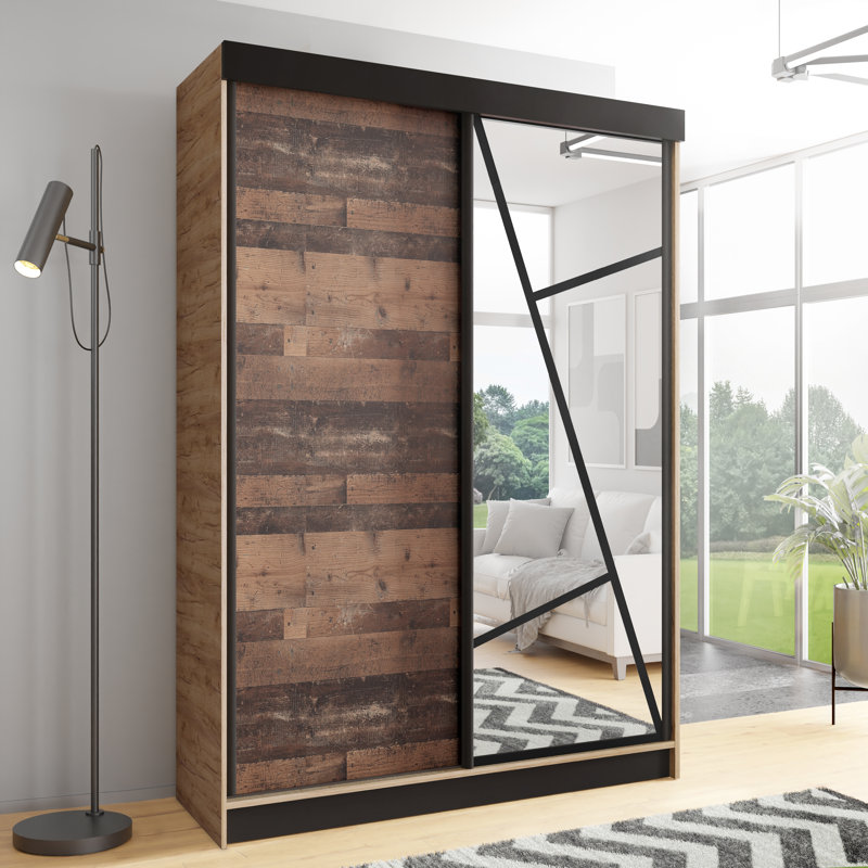 Cecillia 2 Door Wardrobe, Natural, 205cm H x 140cm W x 60cm D
