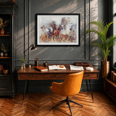Galloping Horses in Abstract - Framed Print