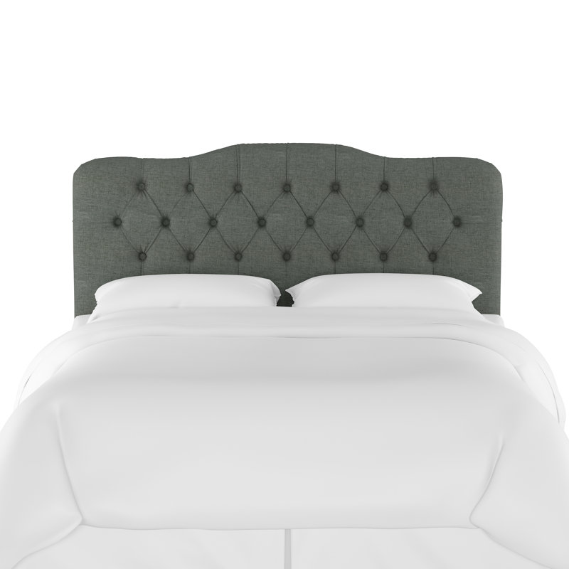 Tête de lit tapissier Nappi, Simple, Lin gris anthracite texturé Zuma