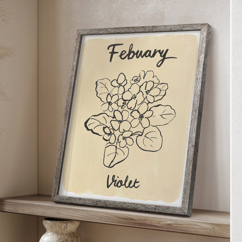 Reproduction encadrée mois de naissance II - bois massif, H 11 po x l 9 po