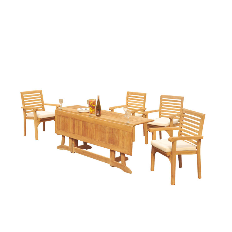 Cimah Rectangular 115" Long Teak Dining Set, 4
