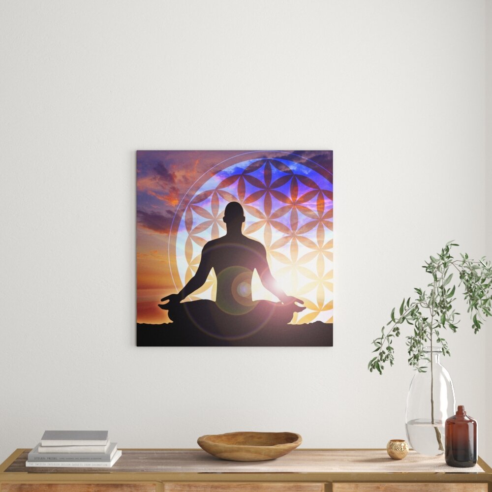 Leinwandbild Erleuchtende Meditation mit Blume des Lebens