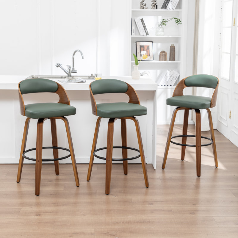 Ensemble de 3 tabourets de bar et de comptoir pivotants en cuir Jacobus, Tabouret de comptoir (siège d'une hauteur de 24,8