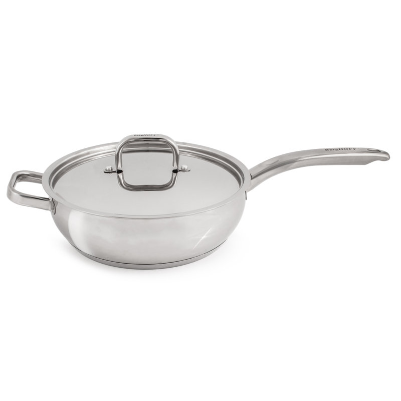 Belly Shape 9.5" Stainless Steel Deep Skillet with Lid