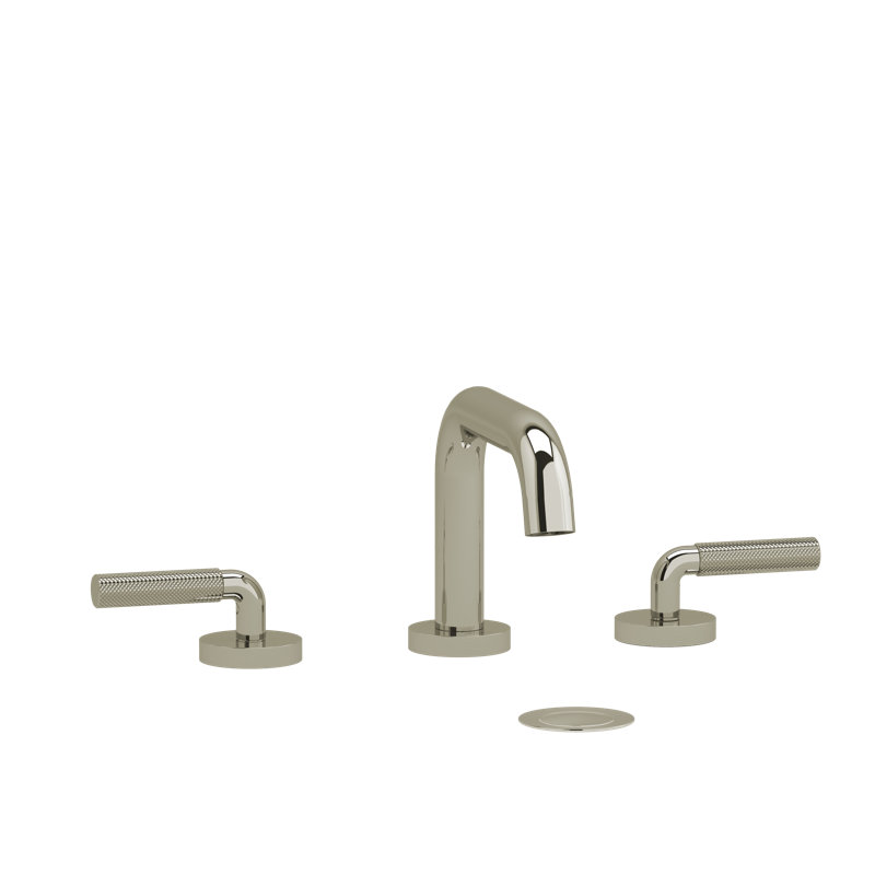 Robinet de lavabo espacé avec bec en U Riu, Nickel poli, Poignée levier