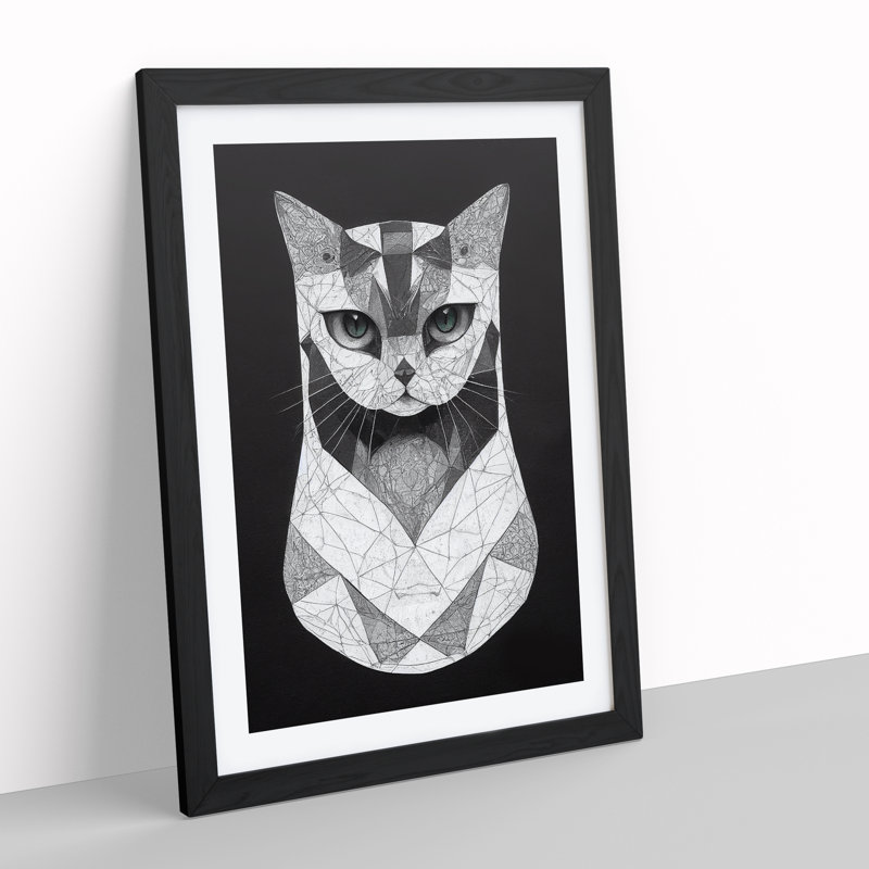 Ravishing Cat Abstract - Single Picture Frame Print, Black Framed, 64cm H x 46cm W x 2cm D