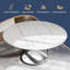Table de salle à manger 59 po ronde blanche brillante 59 po pour 6 personnes, table en pierre frittée avec base en acier au carbone noir-639861452