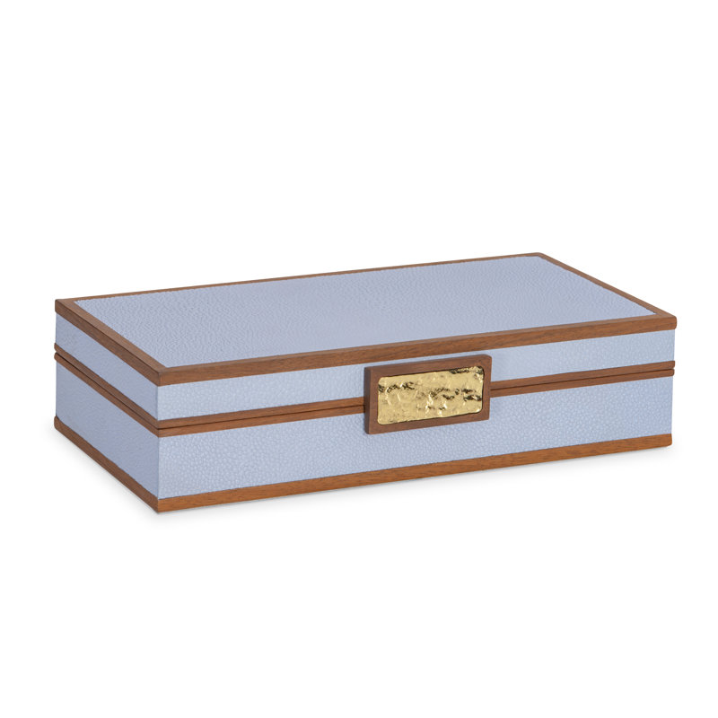Embossed Leather Decorative Box, Light Blue