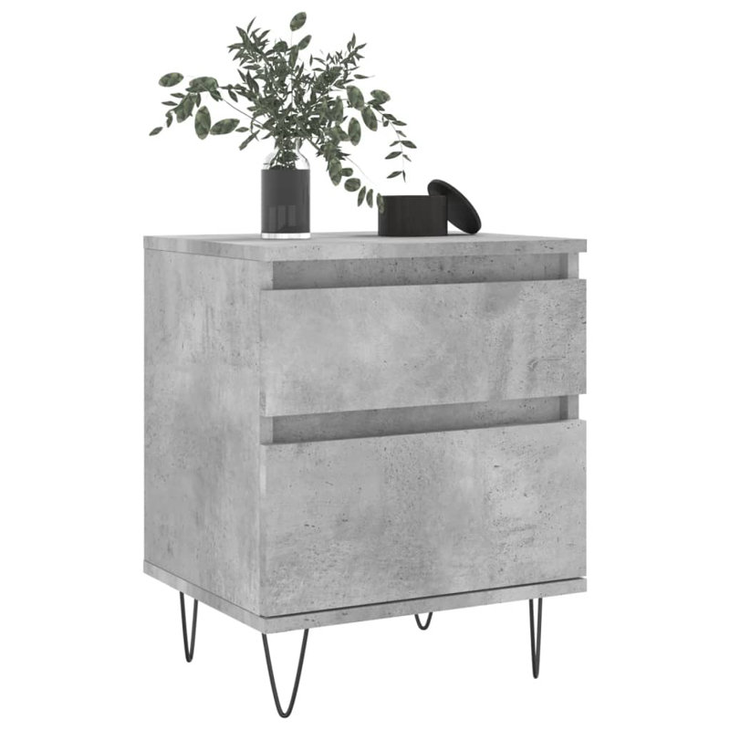 Rowlands 40cm W Metal Bedside Table, Concrete Grey