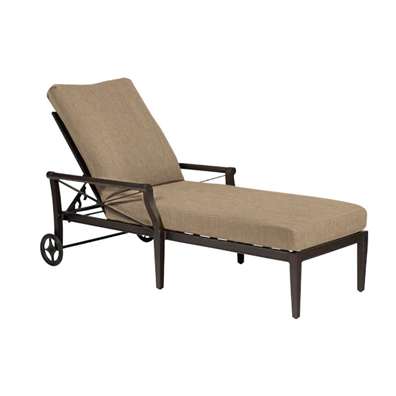 Andover 31'' Outdoor Aluminum Chaise Lounge, Textured Black, Sailcloth Salt Sunbrella® Textured