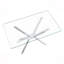 Table de salle à manger 47,24 "rectangulaire en verre trempé transparent, design élégant avec pieds en métal, table de cuisine pour la salle à manger-1609526895-1609526880